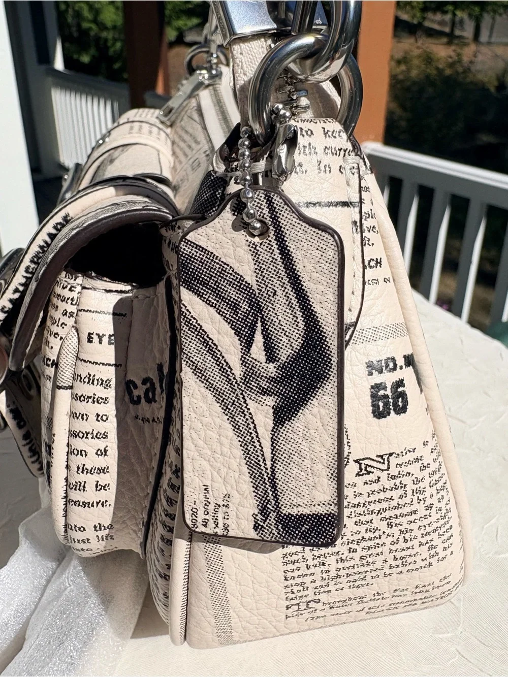 NEW COACH Ashton Shoulder Bag With Newspaper Print CDC12